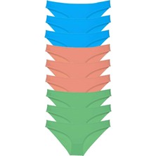 Venüs Shopping 9 Adet Süper Eko Set Likralı Kadın Slip Külot Pudra Yeşil Mavi