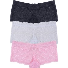 Koza İç Giyim Kadın 3'lü Dantelli Boxer Külot (FARKLI DANTEL SEÇENEKLERİ)