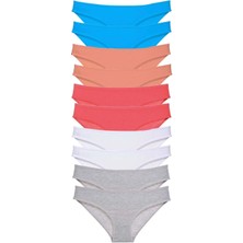 Venüs Shopping 10 Adet Süper Eko Set Likralı Kadın Slip Gri Beyaz Pudra Fuşya Mavi