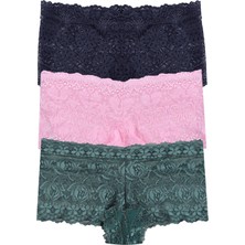 Koza İç Giyim Kadın 3'lü Dantelli Boxer Külot (FARKLI DANTEL SEÇENEKLERİ)