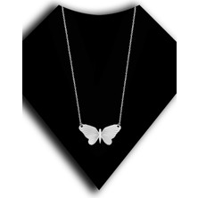 Roxx Jewellery 925 Ayar Gümüş Çizgili Kelebek Kadın Kolye