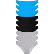 Venüs Shopping 9 Adet Süper Eko Set Likralı Kadın Slip Külot Siyah Gri Mavi