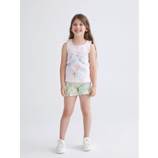 Lc Waikiki Yeni Sezon Bisiklet Yaka Baskılı Kız Çocuk Şortlu Pijama Takımı
