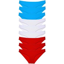 Venüs Shopping 9 Adet Süper Eko Set Likralı Kadın Slip Külot Kırmızı Beyaz Mavi