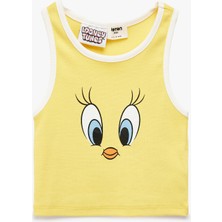 Koton Tweety Lisanslı Baskılı Pamuklu Kolsuz Bisiklet Yaka Atlet
