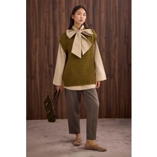 HE-QA Bisiklet Yaka Süveter Yosun