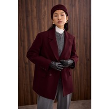 HE-QA Ince Kaşe Kruvaze Ceket Bordo