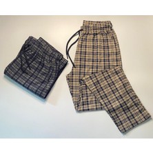 Düven Saf Pamuk Ekose Desenli Cepli 2'li Erkek Pijama Altı ( Unisex Tek Alt Pijama )