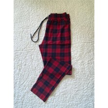 Düven Unisex %100 Pamuk Tüylenmez Kaliteli Kumaş Mevsimlik Pijama Altı, Bordo Erkek Eşofman Altı