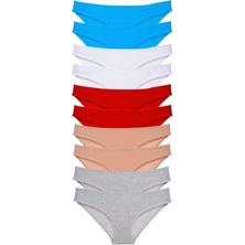 Venüs Shopping 10 Adet Süper Eko Set Likralı Kadın Slip Kırmızı Ten Gri Beyaz Mavi