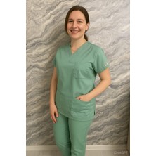 Bayram Tekstil boskami medikal Core Flex Lüks Likralı Unisex Mint Yeşili Alt Üst Takım Doktor Hemşire Uniforma Scrubs