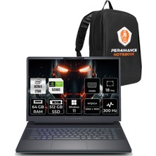 Dell Alienware 18 Area-51 Core Ultra 9 275HX RTX 5080 16GB Gaming Laptop 64GB RAM 512GB SSD 18" QHD+ 300Hz Win11 Pro + Per4 Çanta AA18250U932180WP484