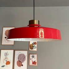 Bamyum Açe Kırmızı Tekli Eskitme Plafonyer Başlık Avize Retro Sarkıt Ofis Showroom Salon Mutfak Avizeleri