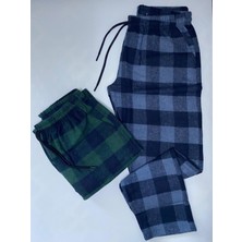 Düven Erkek 2'li Kışlık Ekose Desenli Pazen Pamuklu Pijama Altı