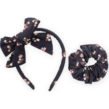 Cigit Taç Fiyoklu Lastikli Toka Seti Lacivert Çiçekli