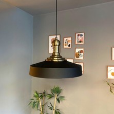 Bamyum Açe Siyah Tekli Eskitme Uzun Tokmak Başlık Avize Retro Sarkıt Ofis Showroom Salon Mutfak Avizeleri