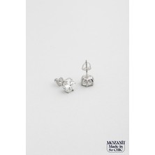 So CHIC Mozanit Esintisi 18 Ayar Beyaz Altın Kaplama Gümüş Tektaş Küpe