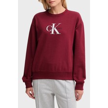 Calvin Klein Pamuklu Relaxed Fit Bisiklet Yaka Logolu Sweat LV047B234GWCV Bayan Sweat LV047B234G Wcv