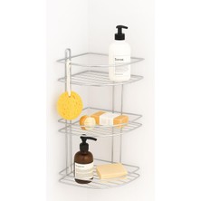 Nzb Köşe Rafı Üç Katlı Krom Banyo Duş Şampuanlık Paslanmaz Metal Duvar Tipi Düzenleyici Organizer