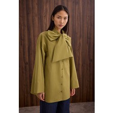 HE-QA Fiyonk Detaylı Gömlek Yağ Yeşili