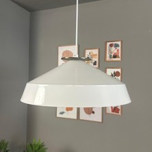 Bamyum Lema Beyaz Tekli Avize Ahşap Ufo Sarkıt Lamba Restoran Cafe Salon Avizeleri