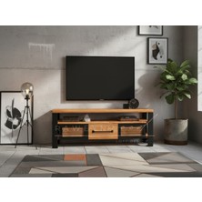 Raweyn Iron Doğal Ahşap Çekmeceli Tv Ünitesi - 120CM