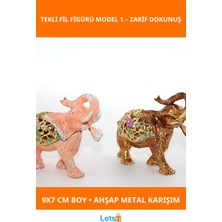 Letsii Swarovski Taşlı Zarif Tekli Fil Figürü Ahşap Metal 9x7 cm