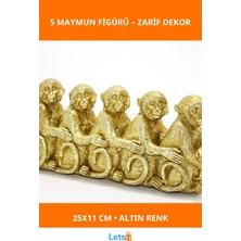 Letsii Altın Renkli Polyester 5 Maymun Figürü 25X11 cm