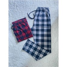 Düven Orta Kalın Unisex Ekose Büyük Kare Desenli 2'li Pijama Altı / Ultra Kalite Eşofman