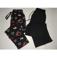 Düven 2'li Kadın Tekl Alt Modal Bol Paça Eşofman & Pamuklu Pijama Altı