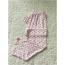 Düven Cherry Kadın Tek Alt Pijama - Su Pembe Vişne Desen Pijama Altı