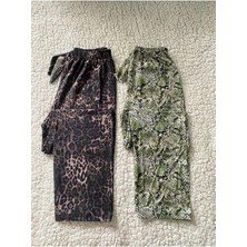 Düven Yılan Derisi & Leopard Desenli Kadın Tek Alt Pijama - 2 Adet Kadın Pijama Altı