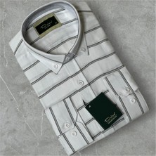 Dolse Slimfit Premium Hasır Dokuma Çizgili Keten Gömlek