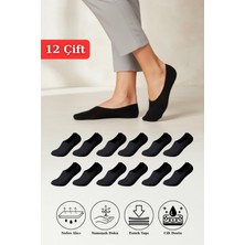 Rays 12 Çift Kadın Siyah Esnek Pamuklu Örme Babet çorap 1020