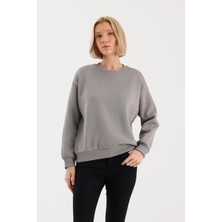 Yakamor Kadın Şardonlu Oversıze Sıfır Yaka Sweat