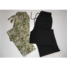 Düven 2'li Kadın Tekl Alt Modal Bol Paça Eşofman & Pamuklu Pijama Altı