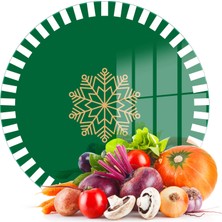 Decovetro Cam Kesme Tahtası ve Sunumluk Yuvarlak Yeşil Beyaz Kar Tanesi Desenli 30X30 cm