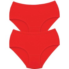 Venüs Shopping 2 Adet Tutku Kadın Yüksek Bel Bato Kalın Lastik Külot Kırmızı