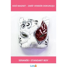 Letsii Kırmızı Işlemeli Seramik Venedik Kedi Magnet