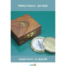 Letsii Ahşap Kutulu Dayanıklı Pirinç Pusula Yüksek Hassasiyetli Yön Belirleyici
