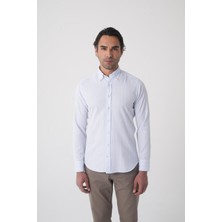Bisse Regular Fit Erkek Uzun Kol Tek Cep Pamuk Mavi Gömlek GMCZG250072_D35