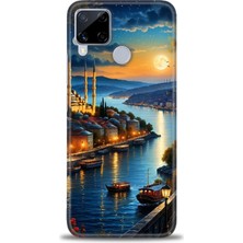 Mod Kılıf Realme C15 Kılıf Hd Baskılı Kılıf + 9h Nano Tam Kaplayan Ekran Koruyucu 222