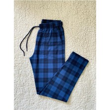 Düven Unisex %100 Pamuk Tüylenmez Kaliteli Kumaş Mevsimlik Pijama Altı, Indigo Erkek Eşofman Altı