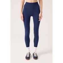 Los Ojos Yüksek Bel Lacivert Spor Tayt Kadın Mono Leggings %78 Polyester Örme Kumaş