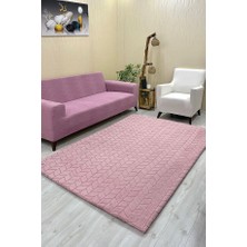 Baklava Model Welsoft Halı Örtüsü Pudra Renk - 200 x 300