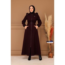 Doque Kışlık Kadın Bordo Kaşe Pardesü Fermuarlı 58011
