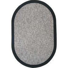 Cool Halı Pratico Gri Oval Makinede Yıkanabilir Kaymaz Taban Mutfak Halısı Sisal Görünüm Yumuşak Dijital Halı