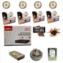 Dahua 4 Kamerali Gece Renkli 4 Kanal 500 GB HDD 0,50 Kablo (Sesli)