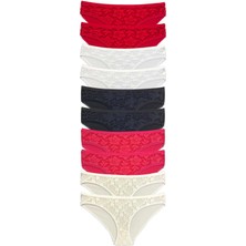 Venüs Shopping 10 Adet Önü Dantelli Transparan Kadın Slip Külot S1