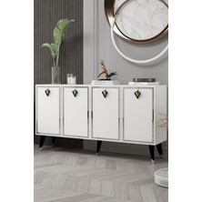 Demonte Decor 8210-32DD KB150 Konsol, Tv Ünitesi Beyaz-Gümüş-Siyah